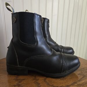 Moretta Kids Black Leather Equestrian Barn Riding Zip Up Boots